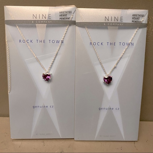 NWT Amethyst heart pendant necklace genuine CZ - Picture 2 of 6